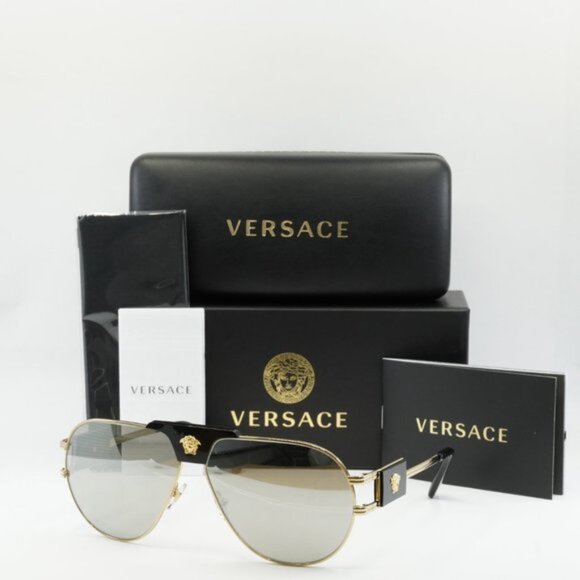 NEW VERSACE GOLD MIRROR SUNGLASSES - Picture 2 of 10